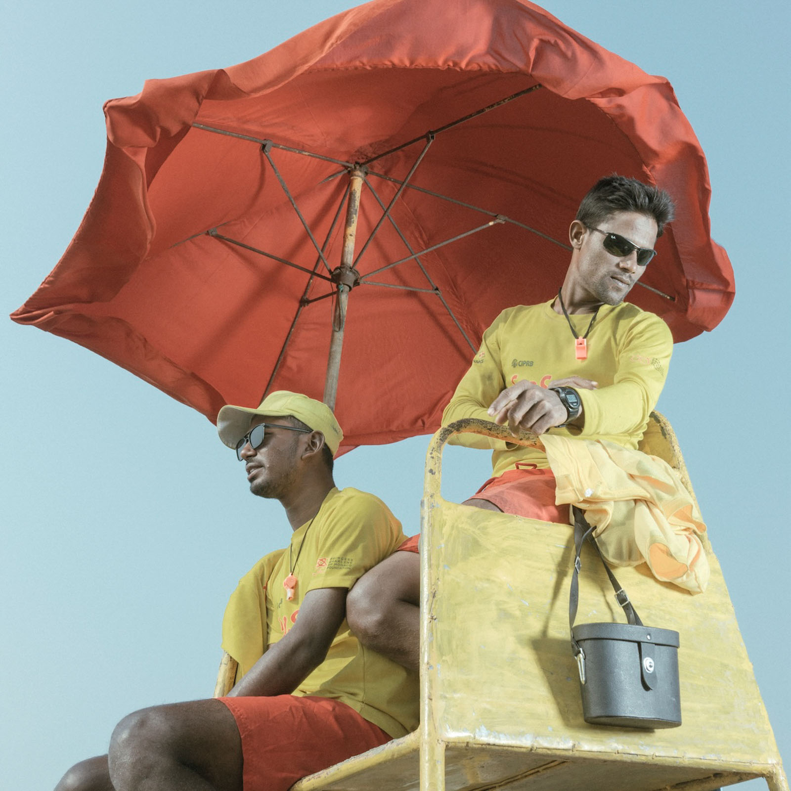 Two Bangladeshi life guard at the beach of Cox's Bazar. 