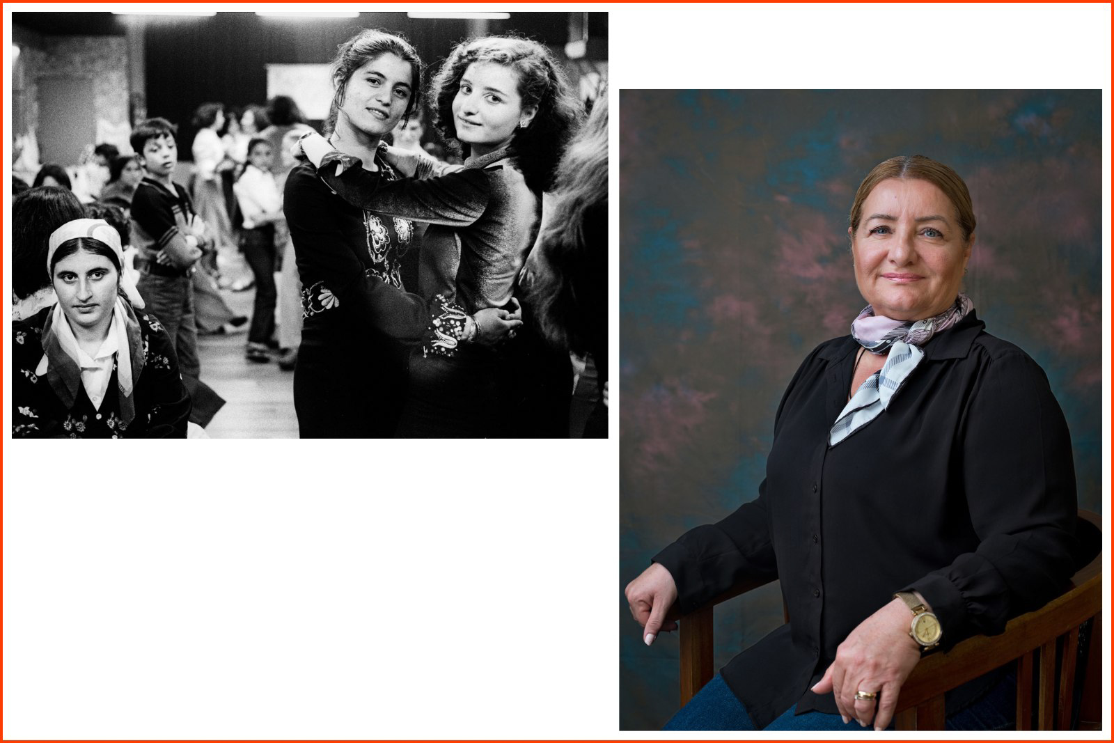 Bertien van Manen, Schiedam 1977, Party - from the series Vrouwen te Gast. Portrait of Birgül Gültekin -Özșahin (1962) taken by Çiğdem Yüksel, 2022.