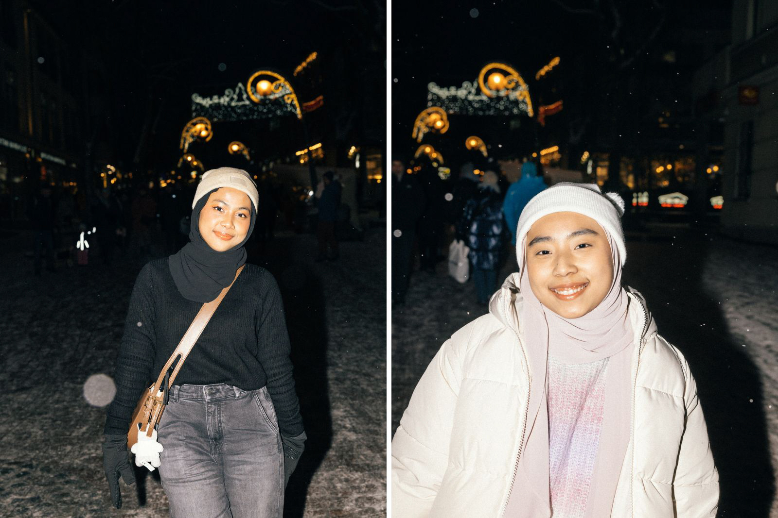 Tourist Alya Amerr (left) on Krupówki, Zakopane, Poland, January 10, 2025. Tourist Dina Haswanie (right) poses on Krupówki in Zakopane, Poland, January 10, 2025.