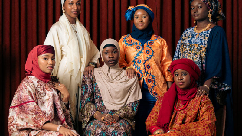 A group of six women from across the African diaspora pose wearing their Eid outfits