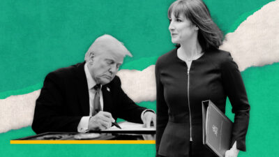Illustration of Donald Trump and Rachel Reeves