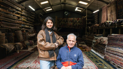 Sophie Javadi-Babreh (left) and her father Bahram, who run their family business Thames Carpets.