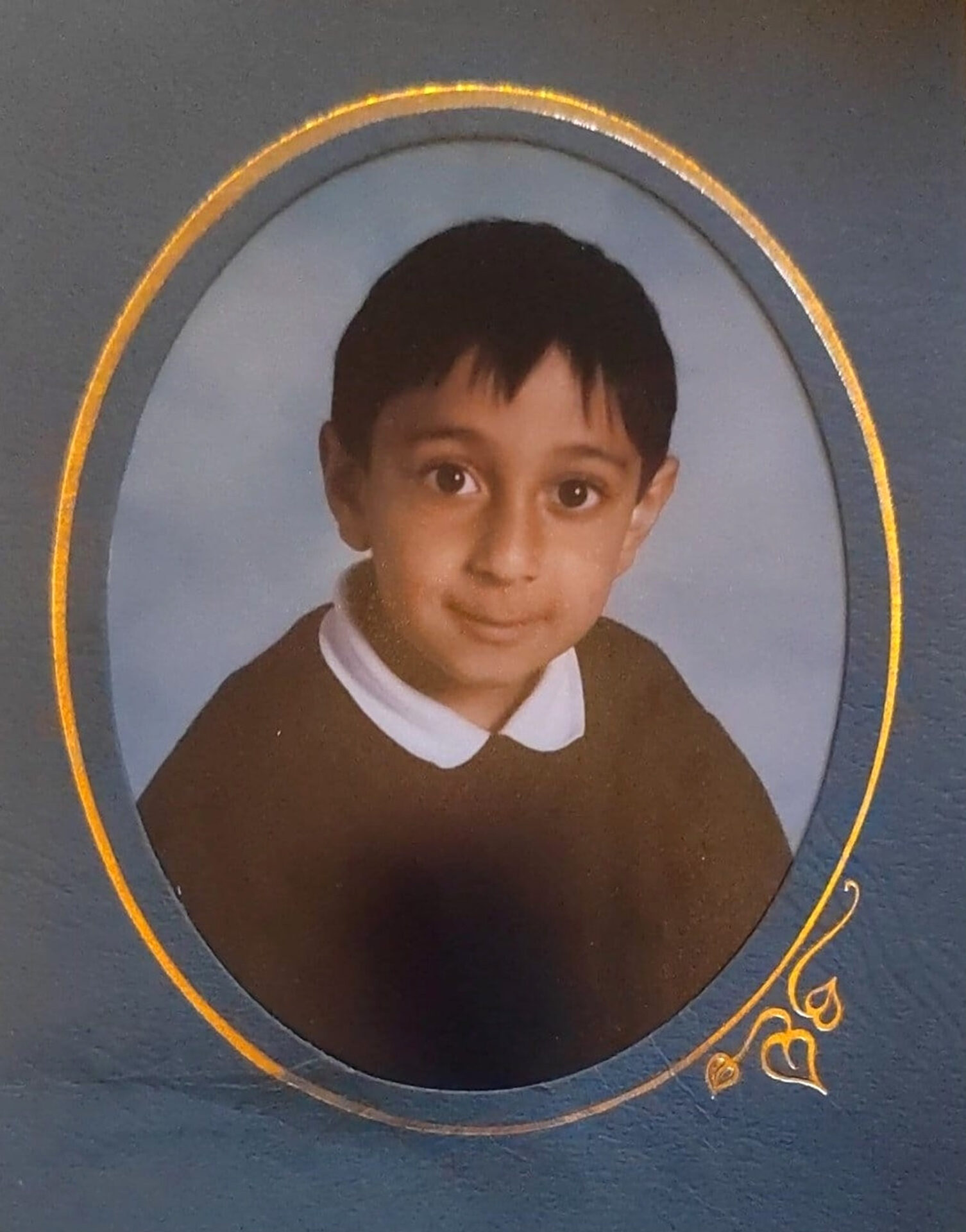 Comedian Bilal Zafar as a child in a school photograph.