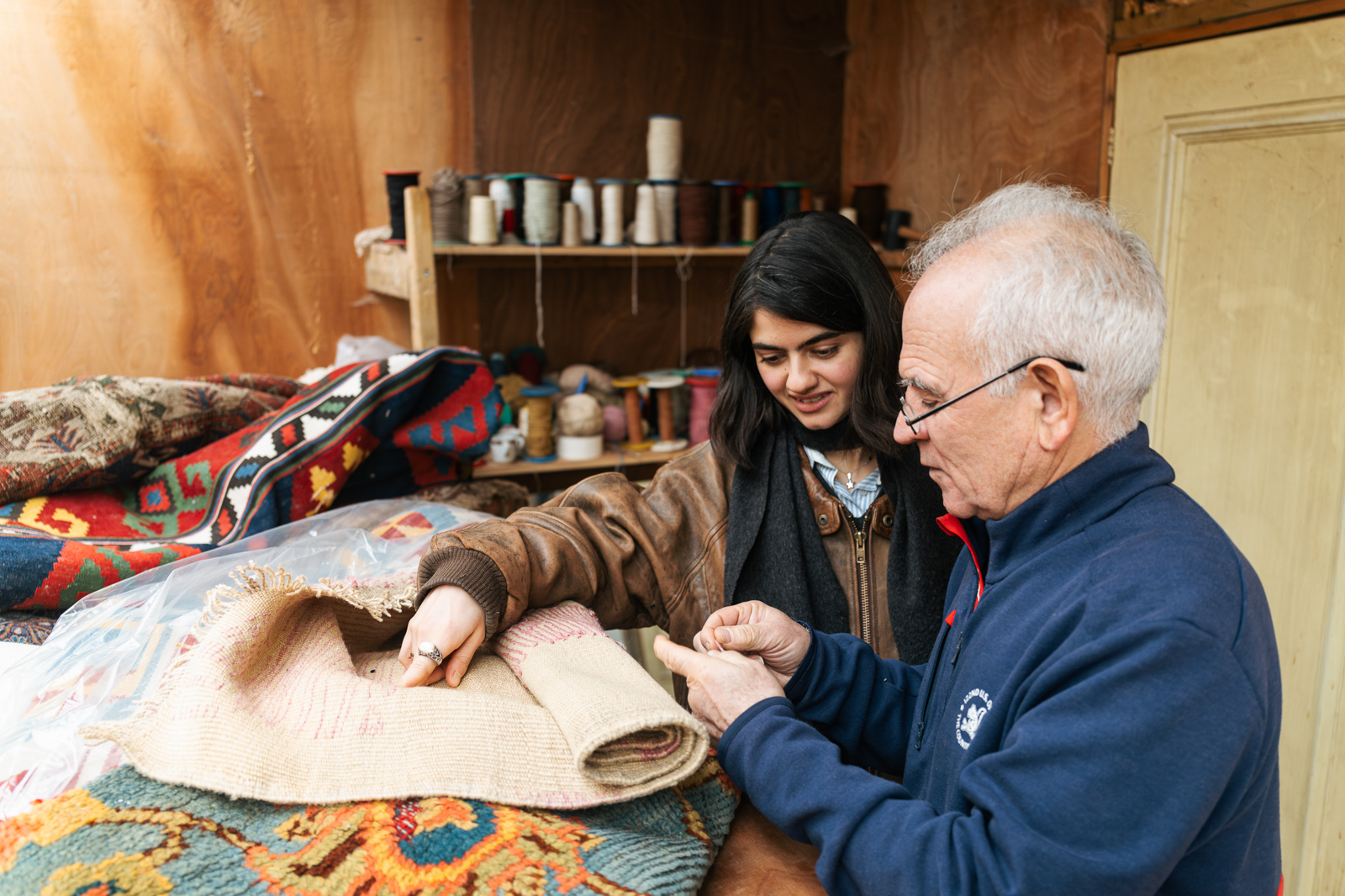 Sophie Javadi-Babreh (left) and her father Bahram, who run their family business Thames Carpets