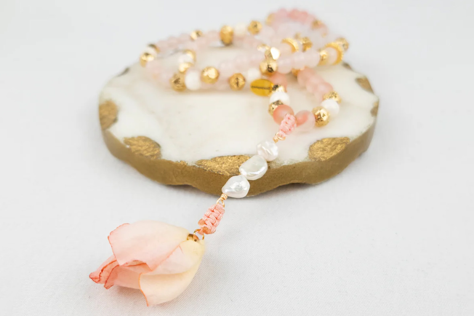 Mypraisebeads, Pink Quartz Flower Tasbih