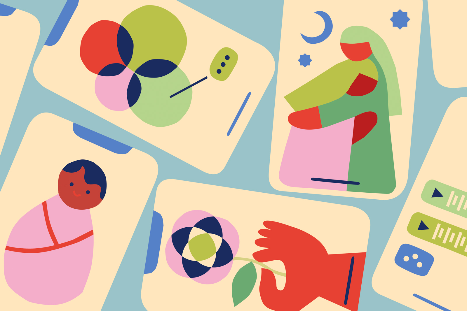 Illustration for article about the importance of switching off social media for Muslim mothers