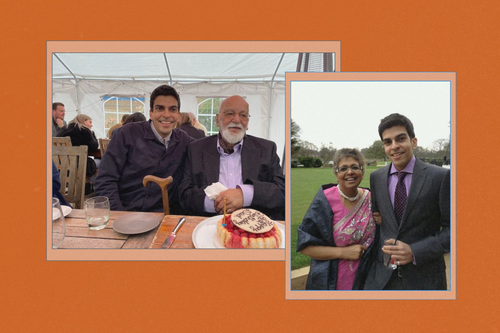Ammar Kalia with his grandfather (left) and mother (right).