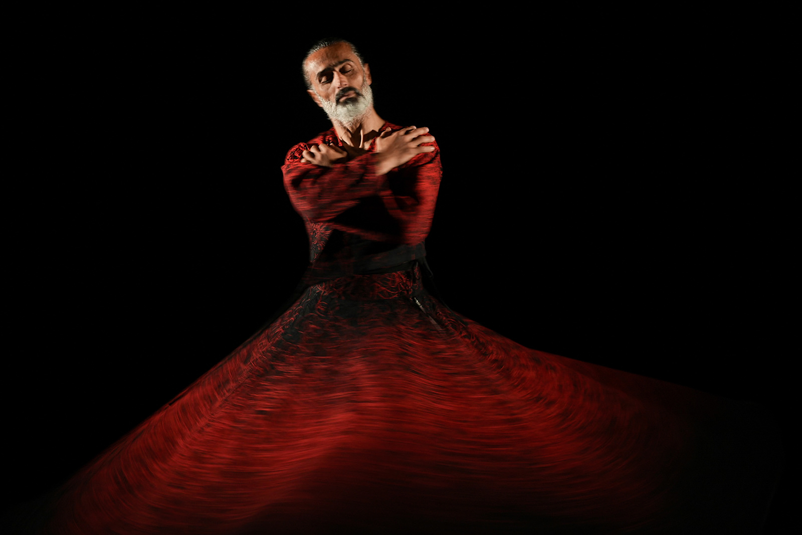 Ziya Azazi, A Vienna-based whirling instructor who runs Dervish in Progress dance workshops.