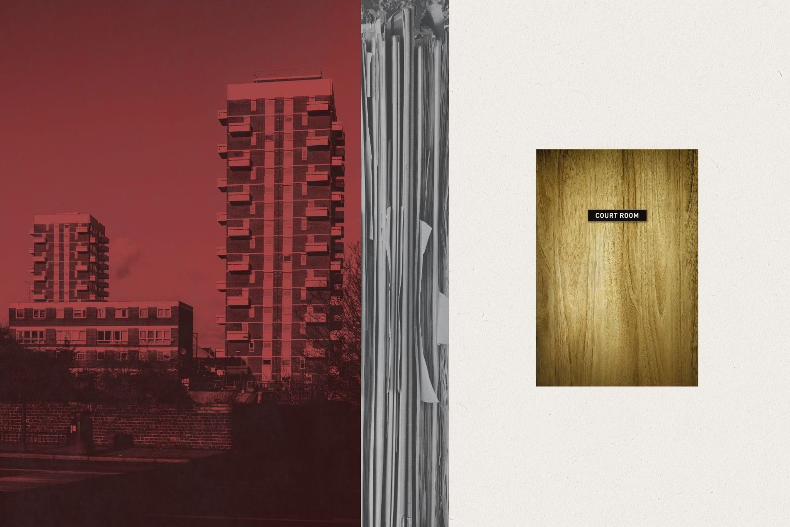Collage illustrating story about housing court evictions