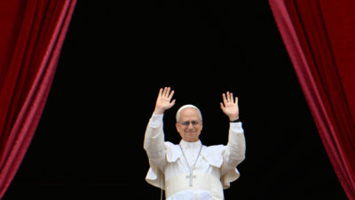 Pope Leo XIV waves to the crowd at the Vatican on 11 May 2025.