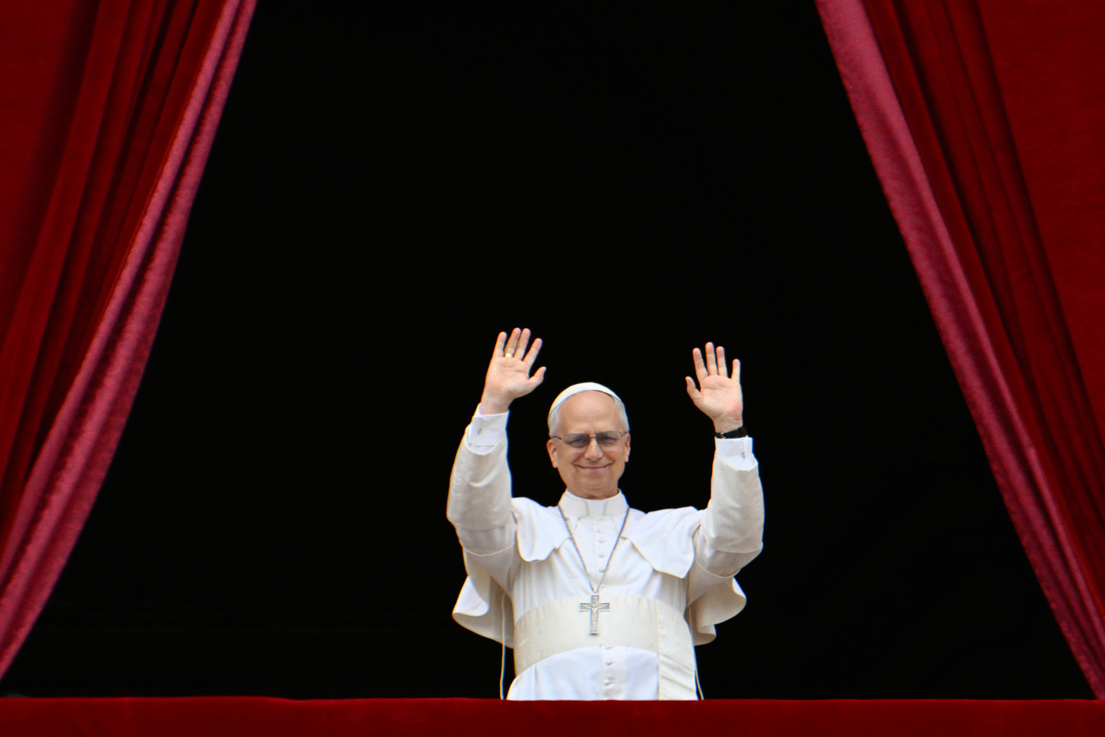 Pope Leo XIV waves to the crowd at the Vatican on 11 May 2025.