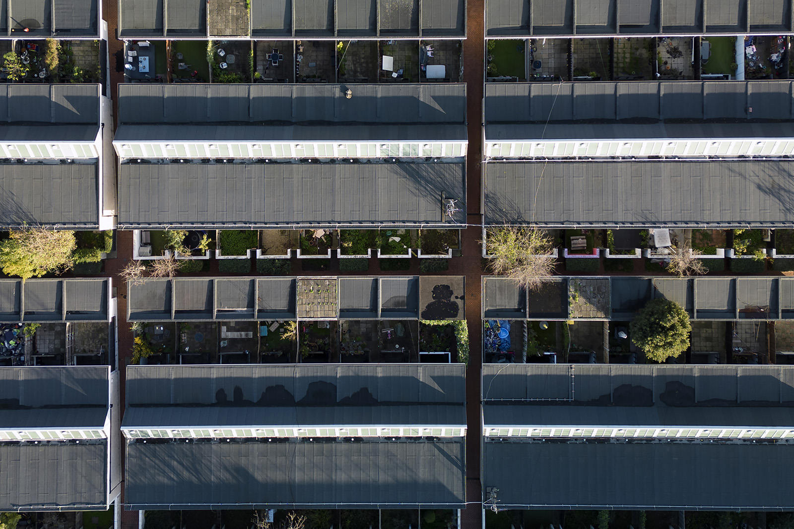 Overhead aerial view of council flats in Kings Cross