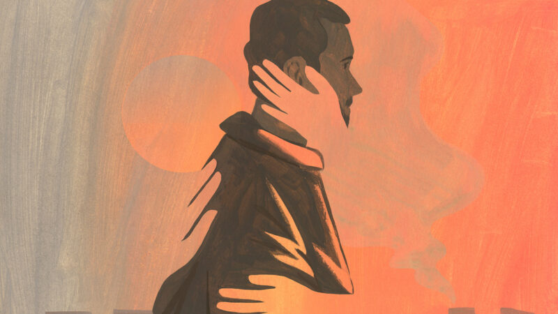 Illustration of a man with hands on his face and body