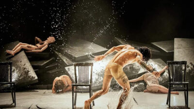 A performance of Bashar Murkus and Khulood Basel's play Milk.