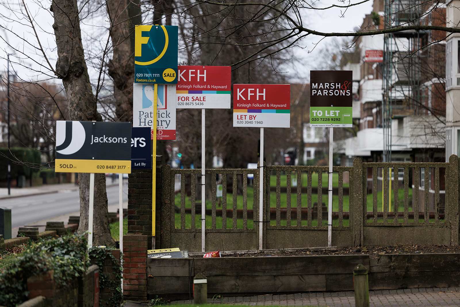 For Sale and To Let signs stand outside a housing estate on 4 February, 2025 in south London.