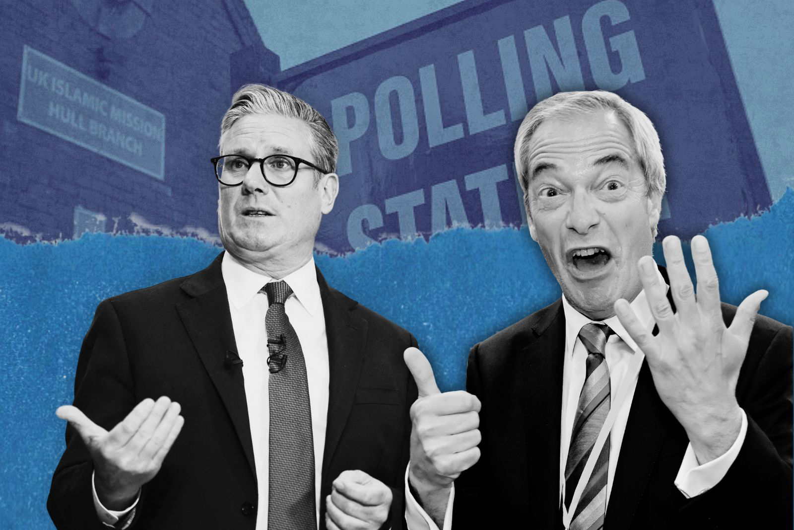Keir Starmer and Nigel Farage in a collage picture