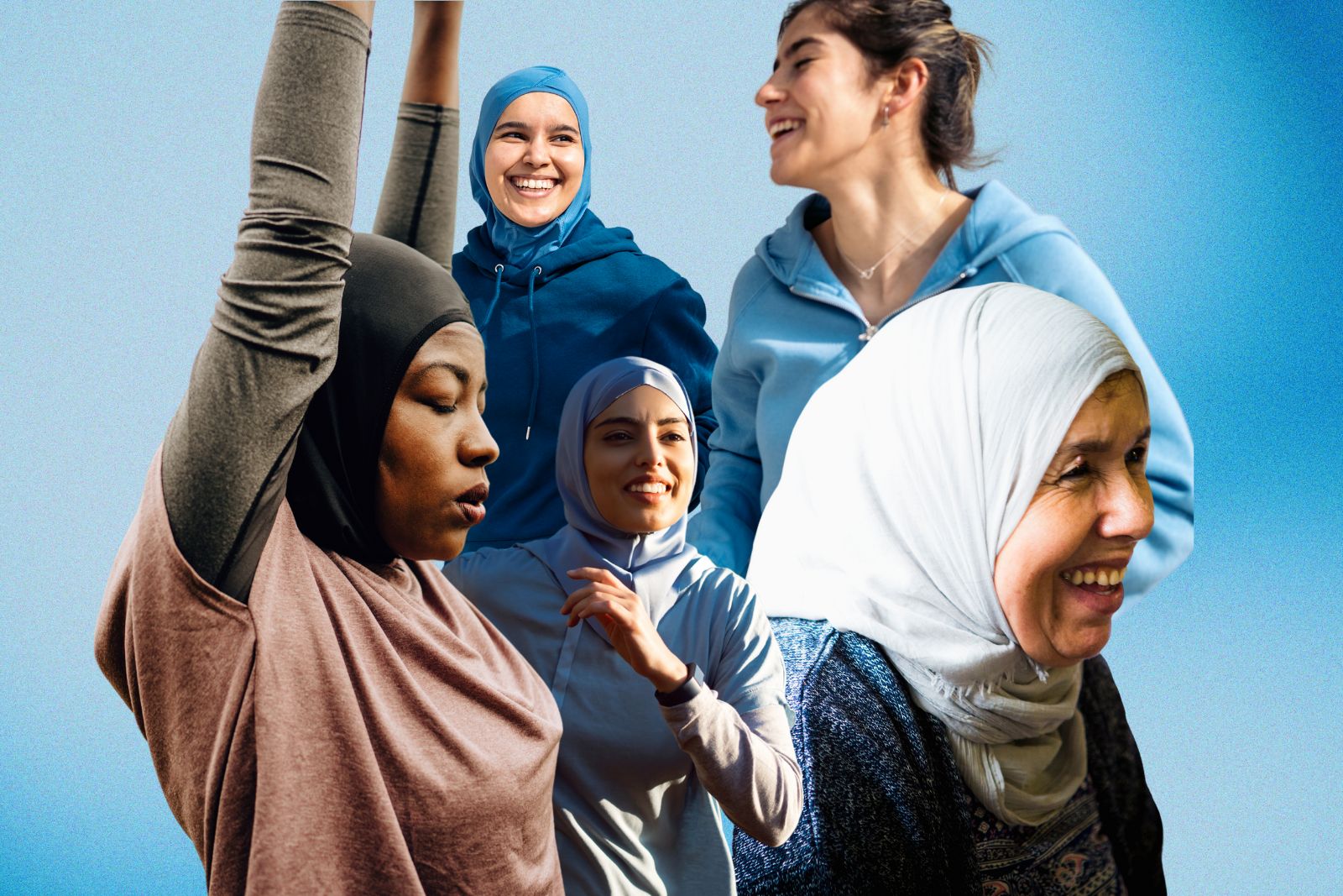 Composite featuring stock images of Muslim women