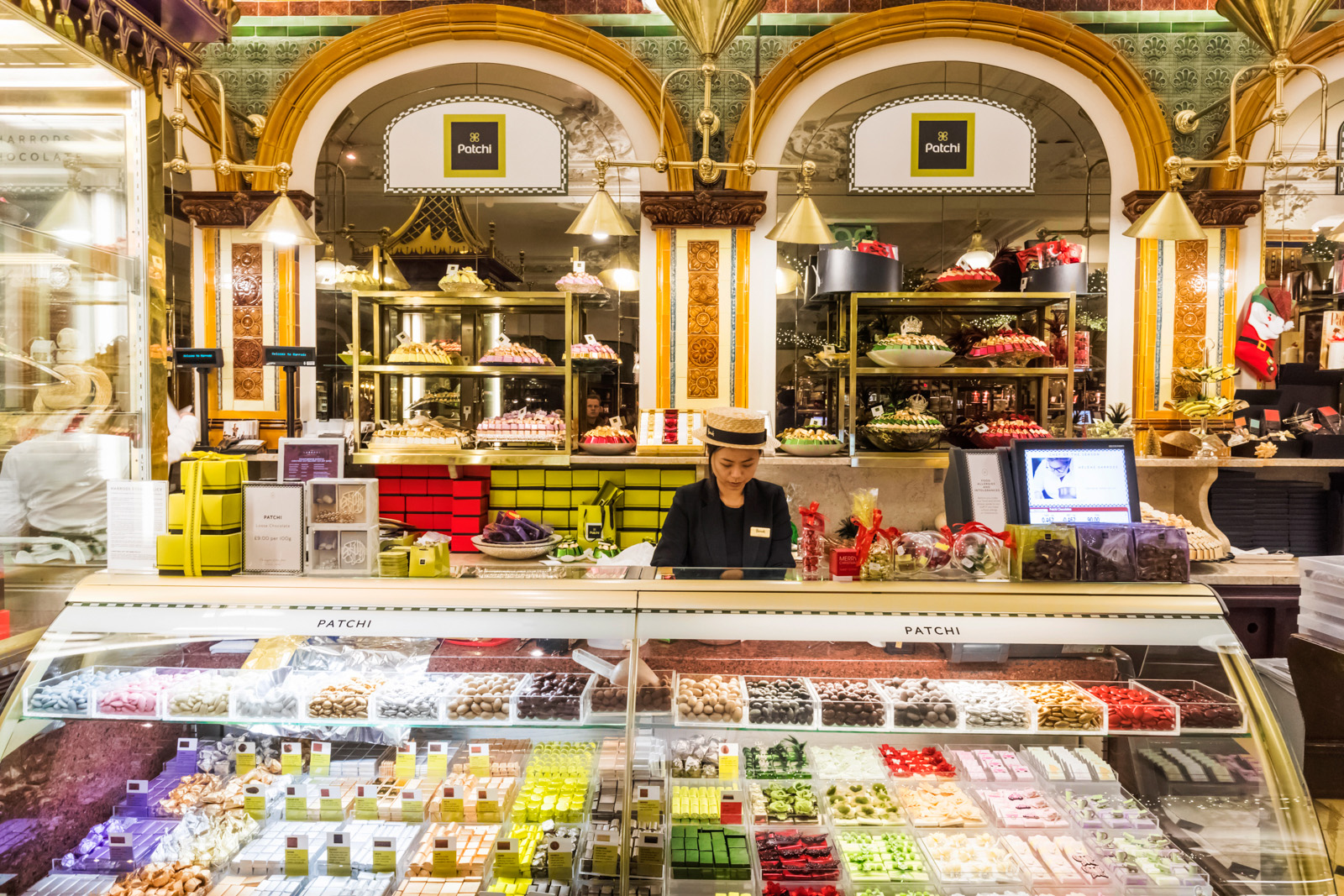 Patchi's chocolate counter in the Harrods foodhall in Knightsbridge, London.