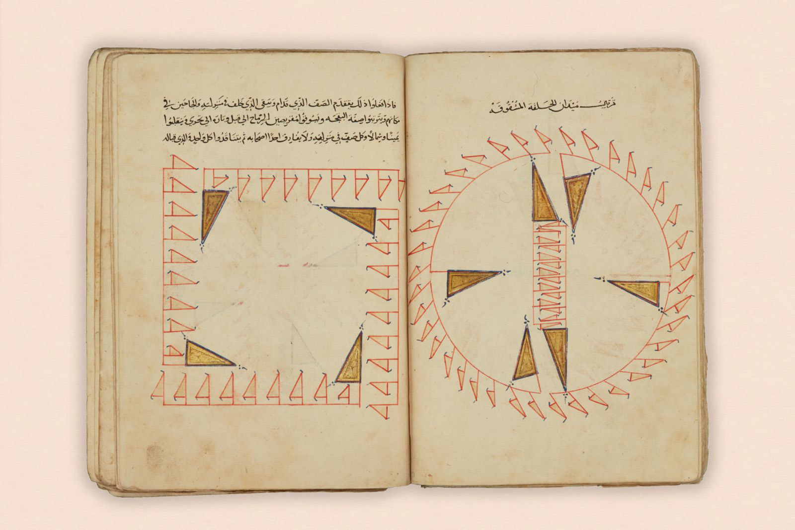 Pages of an Arabic manuscript detailing Ottoman cavalry battle plans, held at Kingston Lacy.