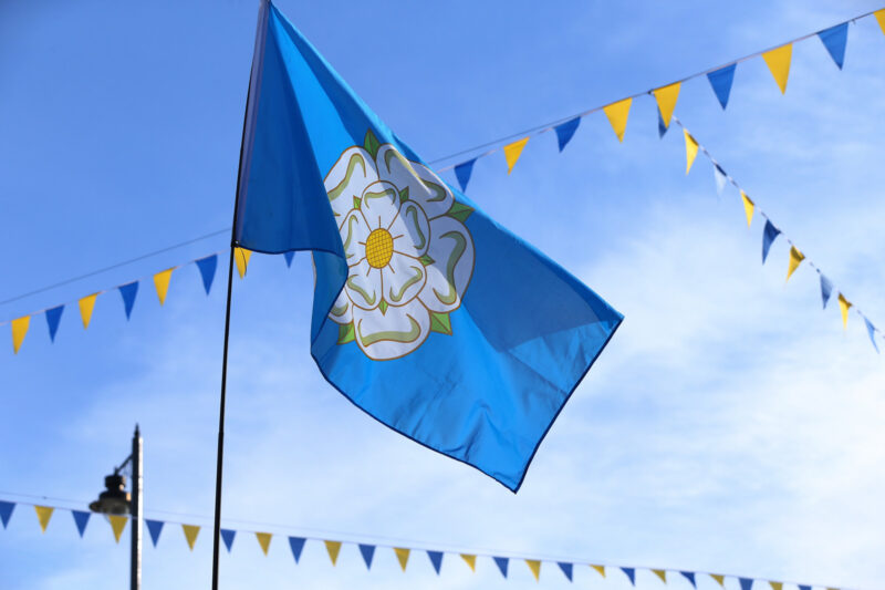 A Yorkshire flag flying during the Tour of Yorkshire cycling event in 2016.
