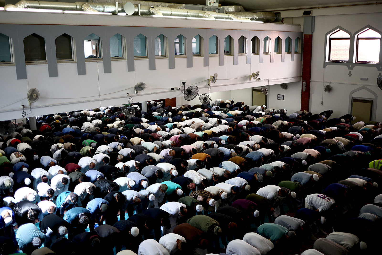 Worshippers attend Friday prayers at the East London Mosque in August 2024.