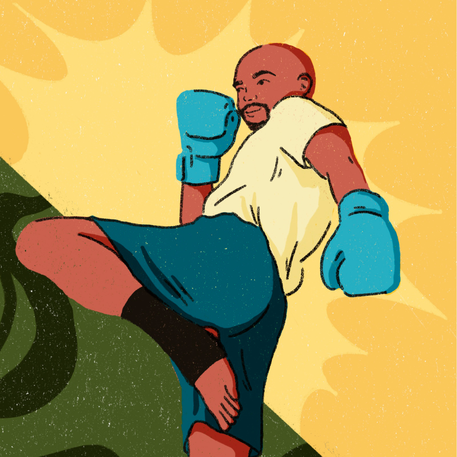 Illustration of a man boxing. 