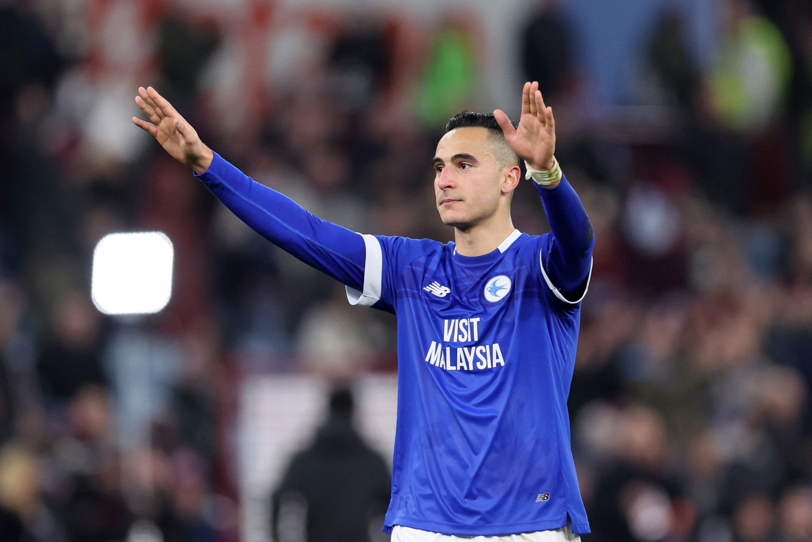 Anwar El Ghazi playing for Cardiff City in February 2025.