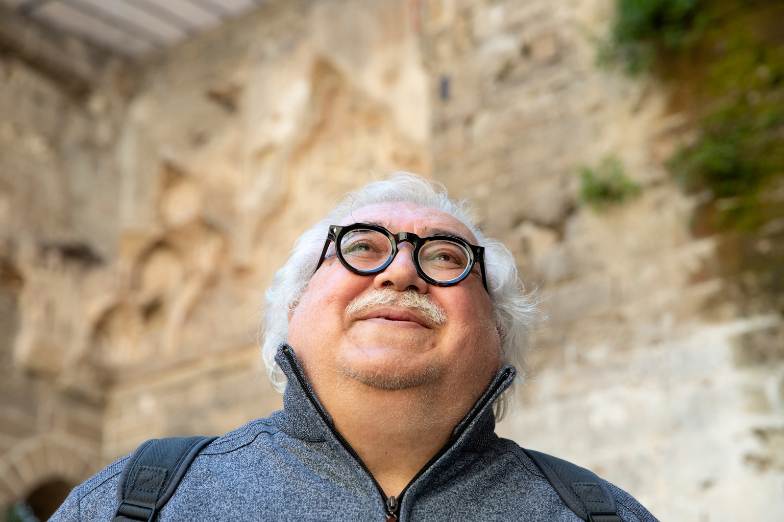 Architect Sirus Nikkhoo Sari Ghieh in front of a 12th century church in Palermo, Sicily.
