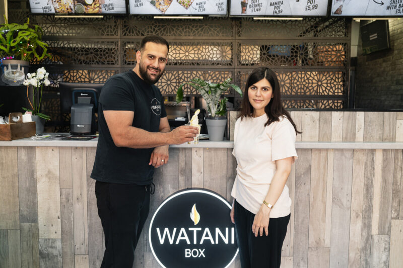 Samim and Marina Bagshi in the Hendon branch of WataniBox.