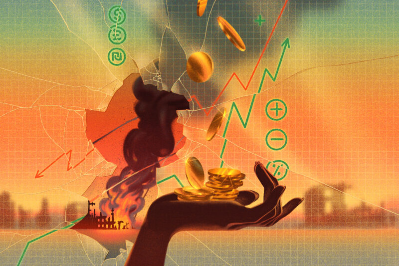 Illustration for story about halal investors and pension holders ‘unknowingly profiting’ from Israel's war in Gaza
