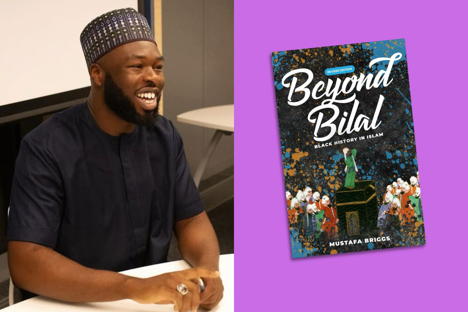 Mustafa Briggs and the cover of Beyond Bilal: Black History in Islam. 