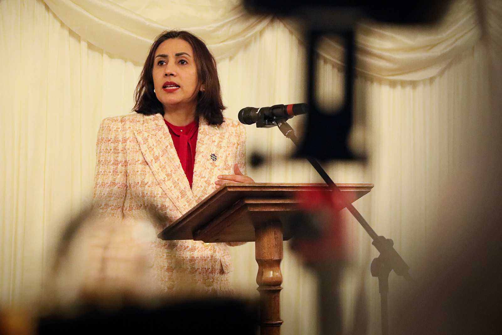 Baroness Gohir speaks at the launch of Muslim Heritage Month in London, March 2025. 