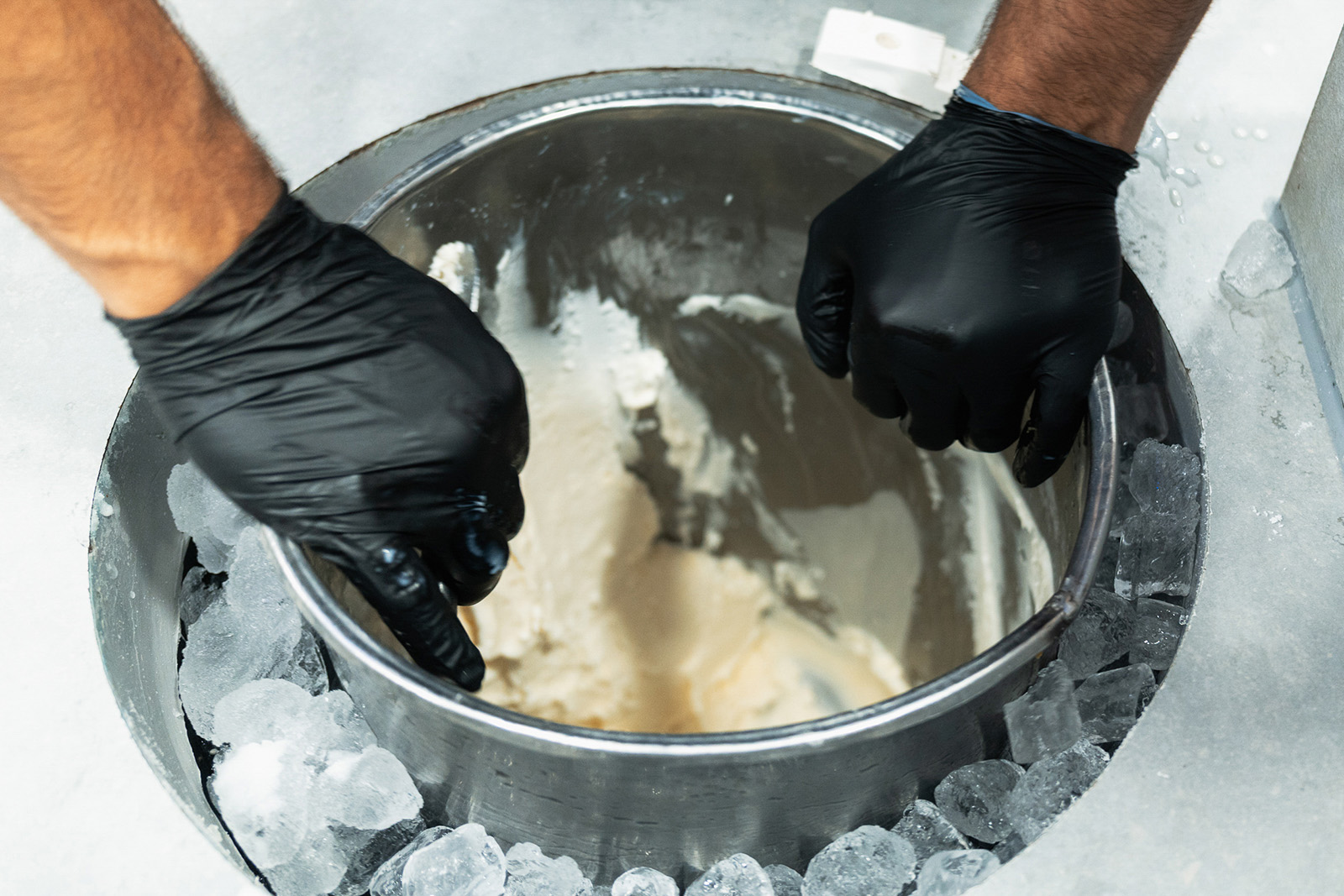 The start of the process of making sheeryakh ice cream. 