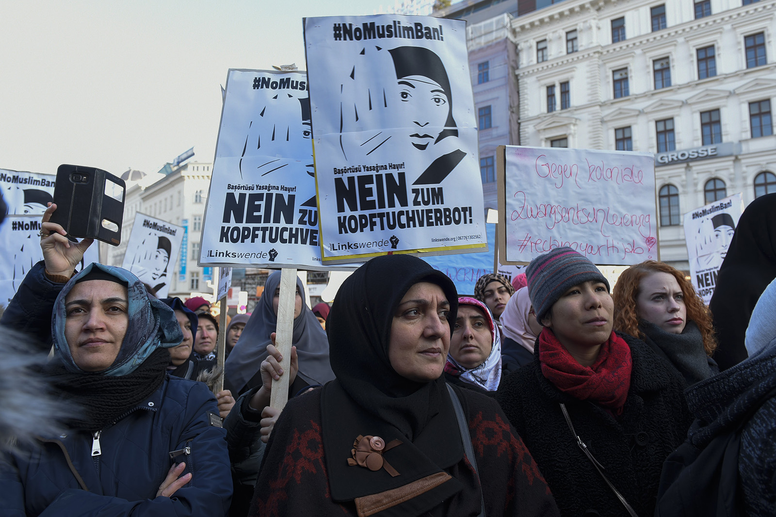 A 2017 protest in Vienna against an earlier attempt to introduce a headscarf ban