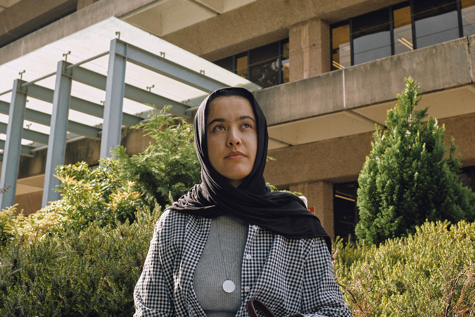 Atifa Mohammadi outside the St Andrews University library. 