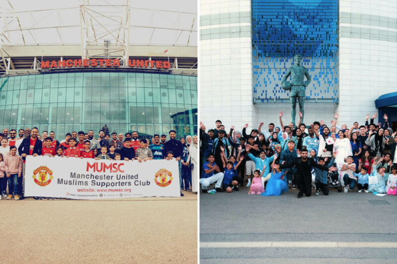 Manchester United Muslim Supporters' Club at Old Trafford (left), Chelsea Muslim Supporters’ Group at Stamford Bridge