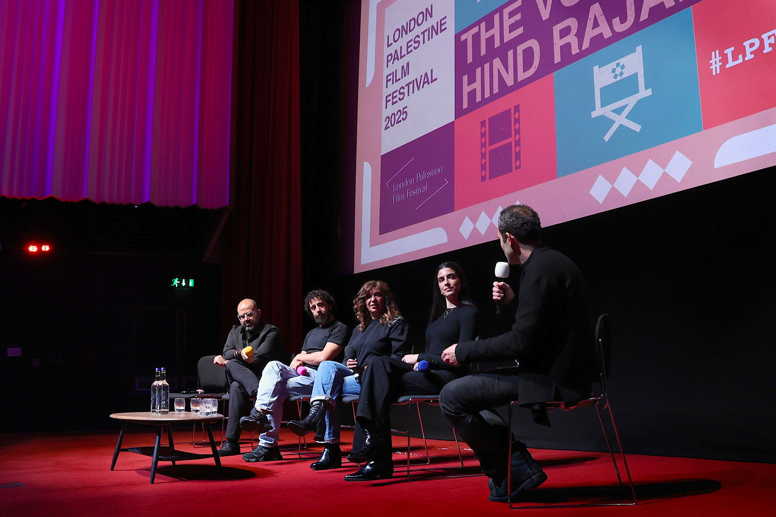 The Voice of Hind Rajab director Kaouther Ben Hania (centre) and cast members on the opening night of LPFF 2025