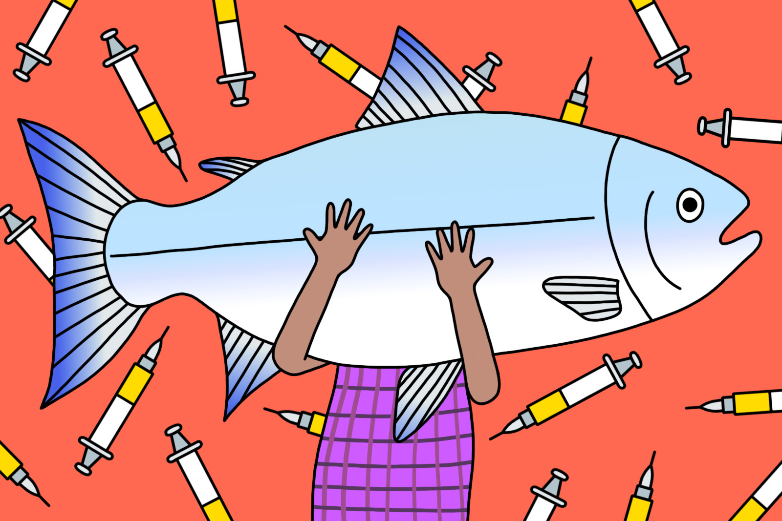 Illustration for feature about salmon sperm facials