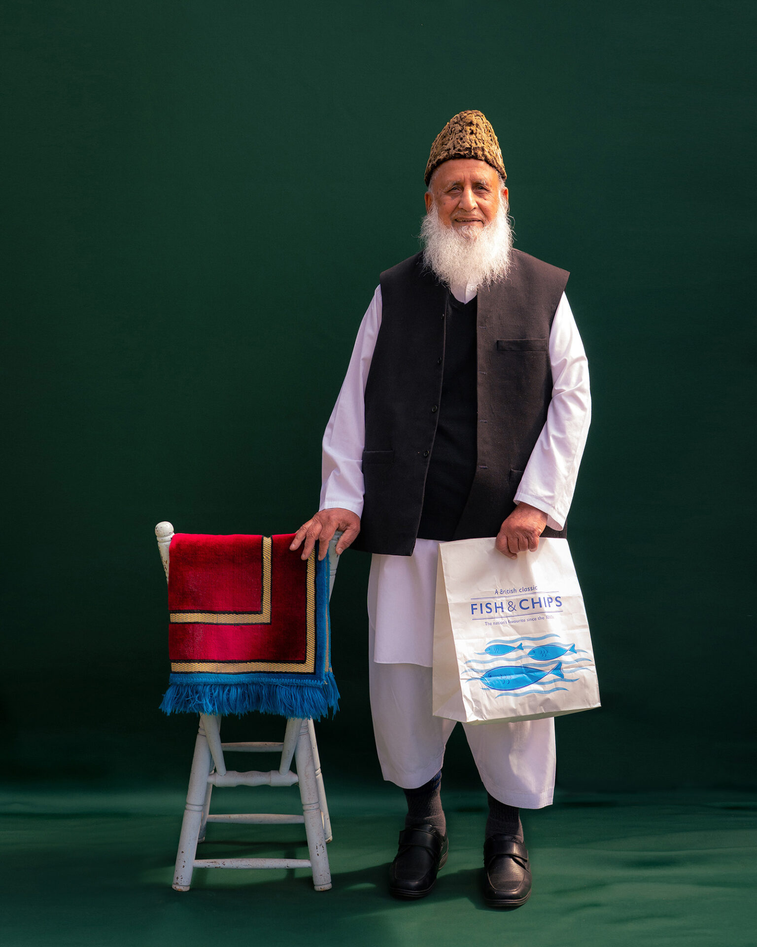 Fish and Chips after Jummah, part of Babaji's Britain by Shizza Majeed. 