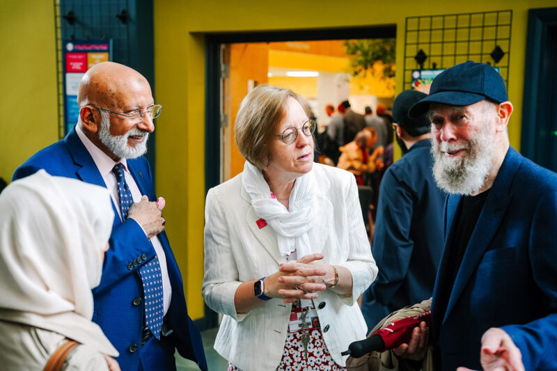 Pictured: Founder of the Muslim Council of Wales Saleem Kidwai OBE, Professor Sophie Gilliat-Ray and Muhammed Farnsworth, trustee of the Jameel Educational Foundation.