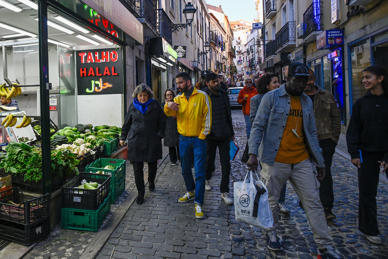 A protest in support of immigrants in the Martim Moniz district of Lisbon, December 2024