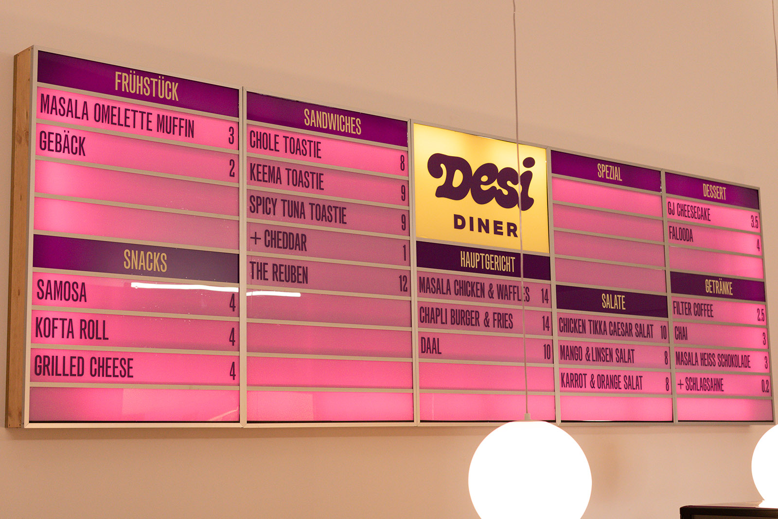 Desi Diner menu