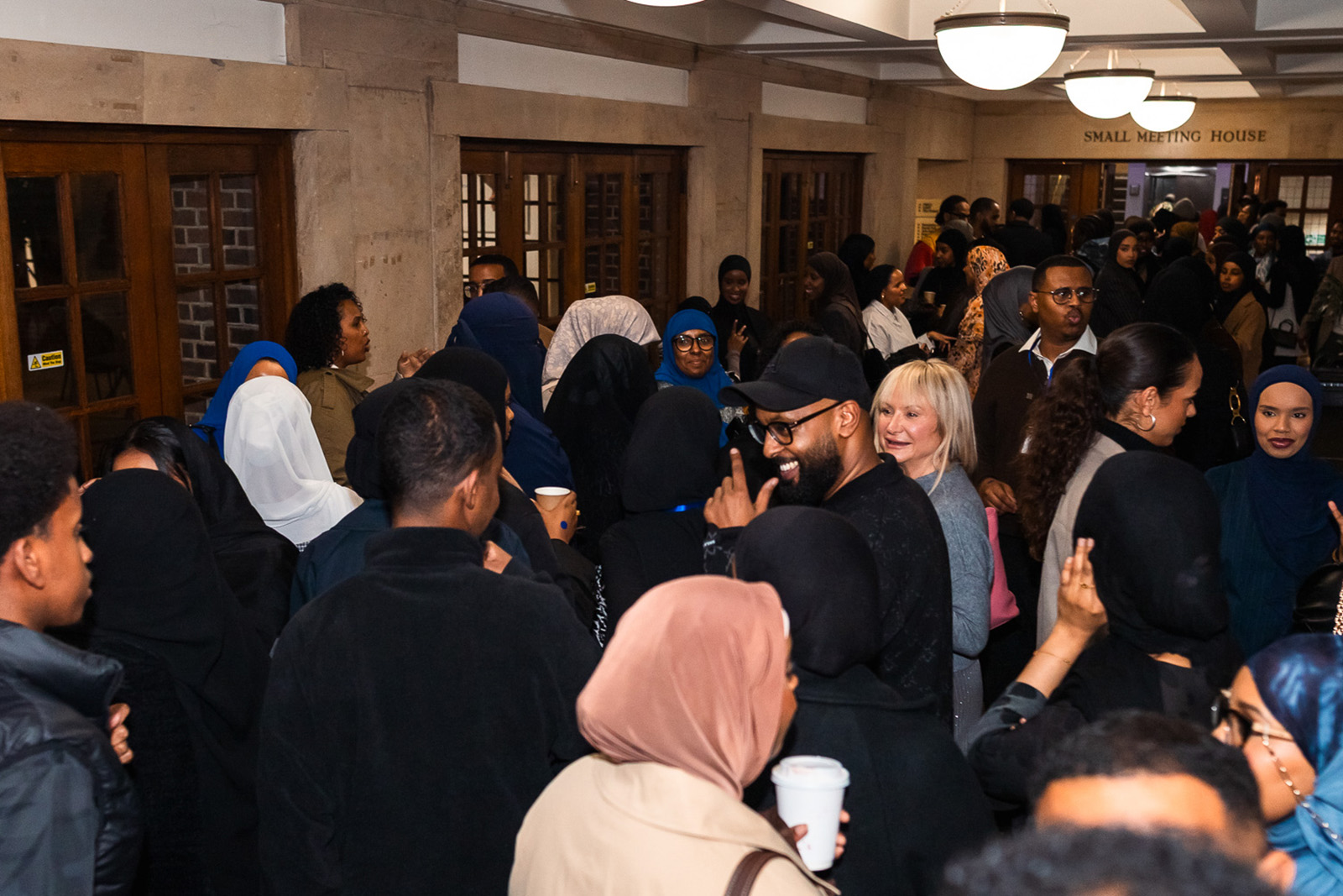 Attendees socialise at the London finale of the Goat Herders competition