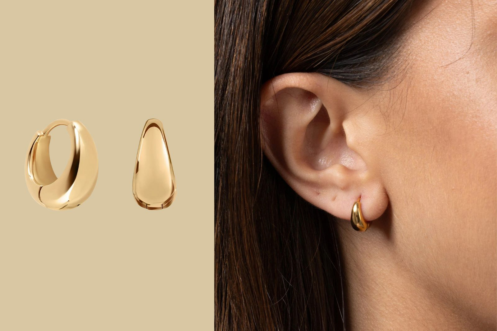 Rhokea Teardrop Statement Hoops in Gold