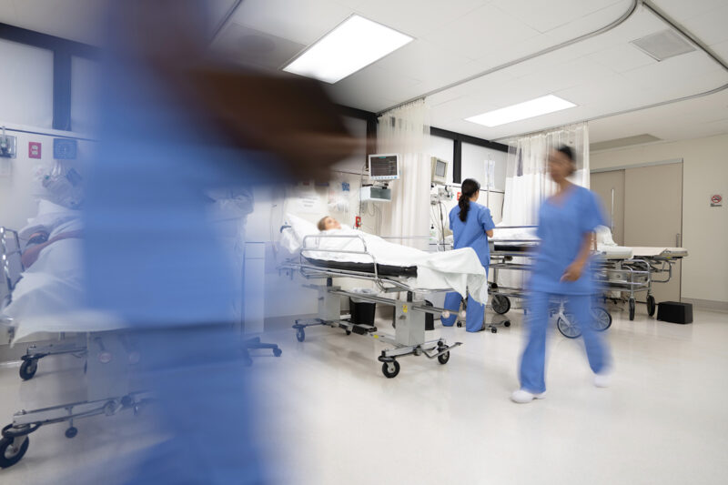 Stock image of a busy intensive care unit