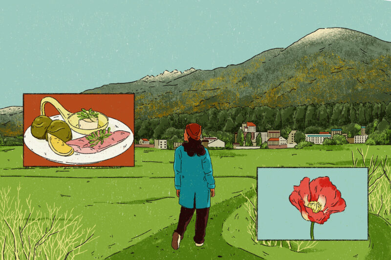 Illustration for article about a visit to an Alpine spa retreat