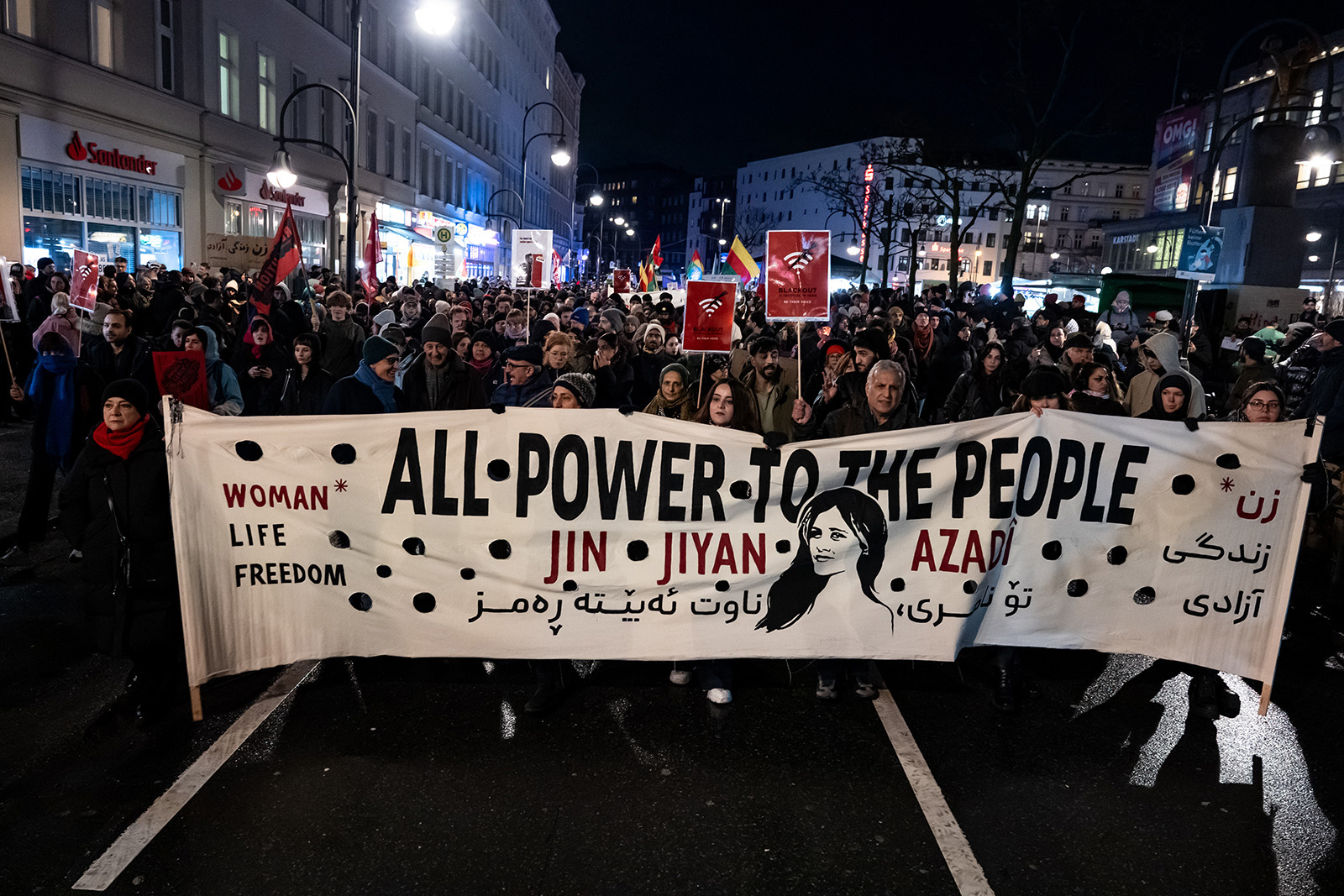 A demonstration in support of Iranian anti-government protesters and in Berlin on 14 January 2026
