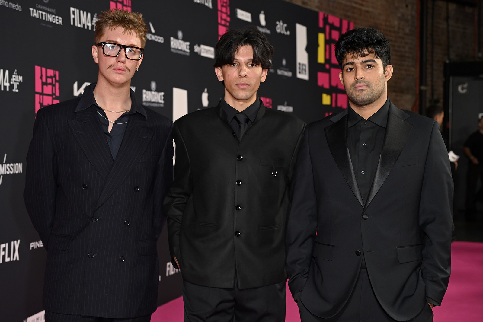 LONDON, ENGLAND - NOVEMBER 30: Aidan Robert Brooks, Luís Hindman and Sufiyaan Salam attend The 28th British Independent Film Awards at The Roundhouse on November 30, 2025 in London, England. 