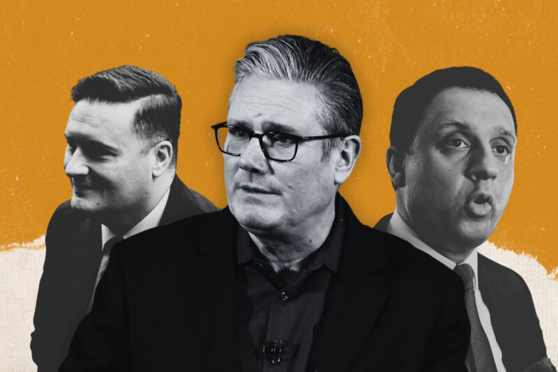 Composite image featuring, from left to right, photos of Labour politicians Wes Streeting, Keir Starmer and Anas Sarwar