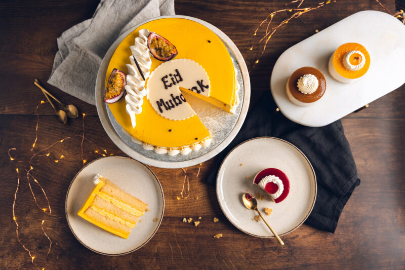 An image of a selection of Eid cakes by London-based Heriots Patisserie